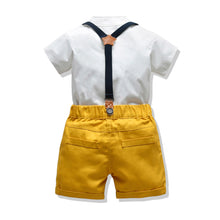 Load image into Gallery viewer, Boys' Gentleman Set with Short Sleeve Shirt and Suspenders - # BAAA71710013
