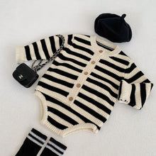 Load image into Gallery viewer, Striped Knitwear Set with Romper and Cardigan (One Set) - # BAAA51210038
