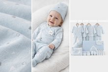 Load image into Gallery viewer, Complete Newborn Welcome Gift Box – 100% Cotton Essentials Set | Carefully selected to comfort and support your baby’s first precious weeks - # BANB11110008
