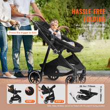 Load image into Gallery viewer, Deluxe Adjustable Baby Stroller with Bassinet - Black - # BAGEG11010003
