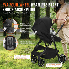Load image into Gallery viewer, Deluxe Adjustable Baby Stroller with Bassinet - Black - # BAGEG11010003
