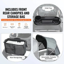 Load image into Gallery viewer, All-Terrain Stroller Wagon, 2 Seats Foldable | Expedition 2-in-1 Collapsible Wagon Stroller, Includes Canopy, Parent Organizer, Snack Tray Cup Holders | 55lbs For Single Seat | Dark Grey Black - # BAGEG11010009
