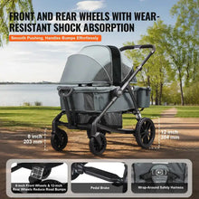 Load image into Gallery viewer, All-Terrain Stroller Wagon, 2 Seats Foldable | Expedition 2-in-1 Collapsible Wagon Stroller, Includes Canopy, Parent Organizer, Snack Tray Cup Holders | 55lbs For Single Seat | Dark Grey Black - # BAGEG11010009
