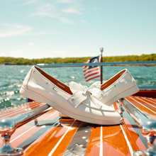 Load image into Gallery viewer, Women's White Pebbled Leather Barca Yacht Loafer
