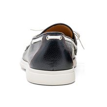 Load image into Gallery viewer, Men's Black Pebbled Leather Barca Yacht Loafer
