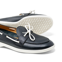 Load image into Gallery viewer, Women's Black Pebbled Leather Barca Yacht Loafer
