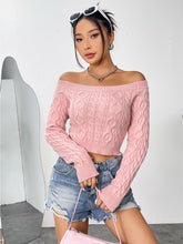 Load image into Gallery viewer, Bare Shoulders Form-Fitting Short Knit Sweater  | NCS

