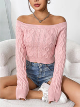 Load image into Gallery viewer, Bare Shoulders Form-Fitting Short Knit Sweater  | NCS
