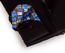 Load image into Gallery viewer, Barney Button-Up Shirt With Contrast Details // Black // Contemporary Fit (Regular)
