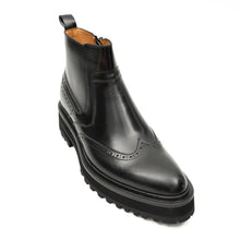 Load image into Gallery viewer, Black Brogue Leather Chelsea Boots
