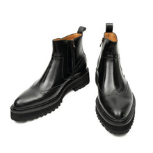 Load image into Gallery viewer, Black Brogue Leather Chelsea Boots
