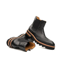 Load image into Gallery viewer, Black Brogue Platform Chelsea Boot
