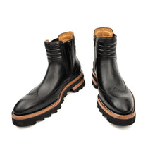 Load image into Gallery viewer, Black Brogue Platform Chelsea Boot
