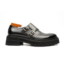 Load image into Gallery viewer, Black Dual-Buckle Chunky Sole Brogues
