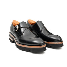 Load image into Gallery viewer, Black Leather Monk Strap Shoes with Chunky Soles
