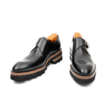 Load image into Gallery viewer, Black Leather Monk Strap Shoes with Chunky Soles
