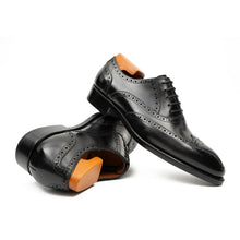 Load image into Gallery viewer, Black Men's Goodyear Welted Brogue Leather Shoes
