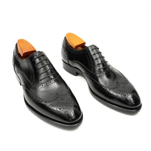 Load image into Gallery viewer, Black Men's Goodyear Welted Brogue Leather Shoes
