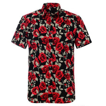 Load image into Gallery viewer, Black Rose Hawaiian Cotton Short Sleeve Shirt
