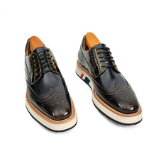 Load image into Gallery viewer, Black &amp; Brown Brogues with Striped Sole
