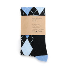 Load image into Gallery viewer, Black and Blue Argyle Socks
