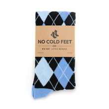 Load image into Gallery viewer, Black and Blue Argyle Socks
