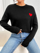 Load image into Gallery viewer, Black Heart Jacquard Crewneck Sweater | NCS
