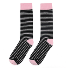 Load image into Gallery viewer, Black, Pink and Grey Striped Socks
