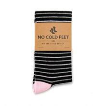Load image into Gallery viewer, Black, Pink and Grey Striped Socks
