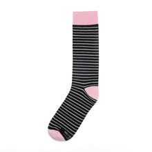 Load image into Gallery viewer, Black, Pink and Grey Striped Socks
