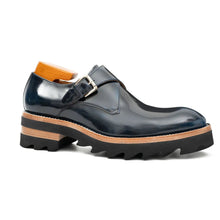 Load image into Gallery viewer, Blue Leather Monk Strap Shoes with Chunky Soles
