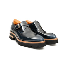 Load image into Gallery viewer, Blue Leather Monk Strap Shoes with Chunky Soles
