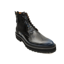 Load image into Gallery viewer, Blue Patent Side-Zip Combat Boot
