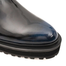 Load image into Gallery viewer, Blue Patent Side-Zip Combat Boot
