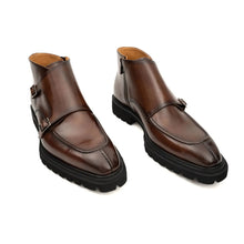 Load image into Gallery viewer, Borwn Burnished Double Monk Boot
