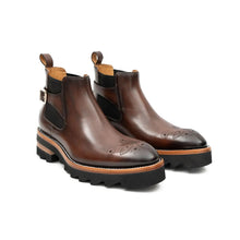 Load image into Gallery viewer, Brogue Chelsea Boots Brown
