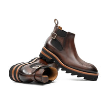 Load image into Gallery viewer, Brogue Chelsea Boots Brown
