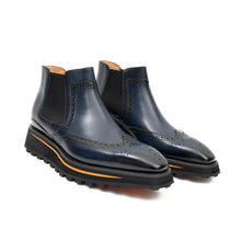 Load image into Gallery viewer, Brogue Thick-Soled Chelsea Boot 2891 Blue

