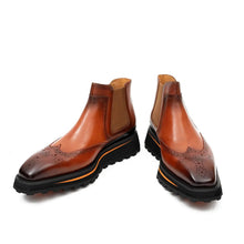 Load image into Gallery viewer, Brogue Thick-Soled Chelsea Boot 2891 Brown
