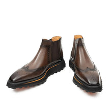 Load image into Gallery viewer, Brogue Thick-Soled Chelsea Boot 2891 Coffee
