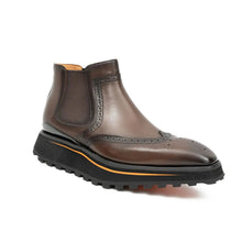 Load image into Gallery viewer, Brogue Thick-Soled Chelsea Boot 2891 Coffee

