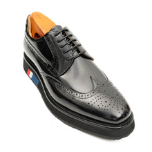 Load image into Gallery viewer, Brogue Wingtip Derby Black Platform Shoe
