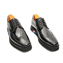Load image into Gallery viewer, Brogue Wingtip Derby Black Platform Shoe
