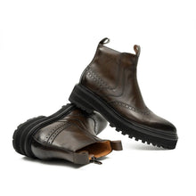 Load image into Gallery viewer, Brown Brogue Leather Chelsea Boots
