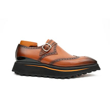Load image into Gallery viewer, Brown Brogue Monk Shoes With Chunky Sole
