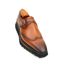Load image into Gallery viewer, Brown Brogue Monk Shoes With Chunky Sole
