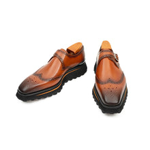Load image into Gallery viewer, Brown Brogue Monk Shoes With Chunky Sole
