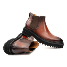 Load image into Gallery viewer, Brown Burnished Leather Chelsea Boot
