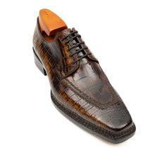 Load image into Gallery viewer, Brown Crocodile Derby Shoes Goodyear Norwegian 8014
