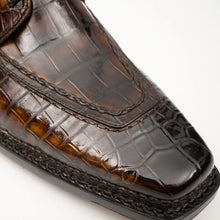 Load image into Gallery viewer, Brown Crocodile Derby Shoes Goodyear Norwegian 8014
